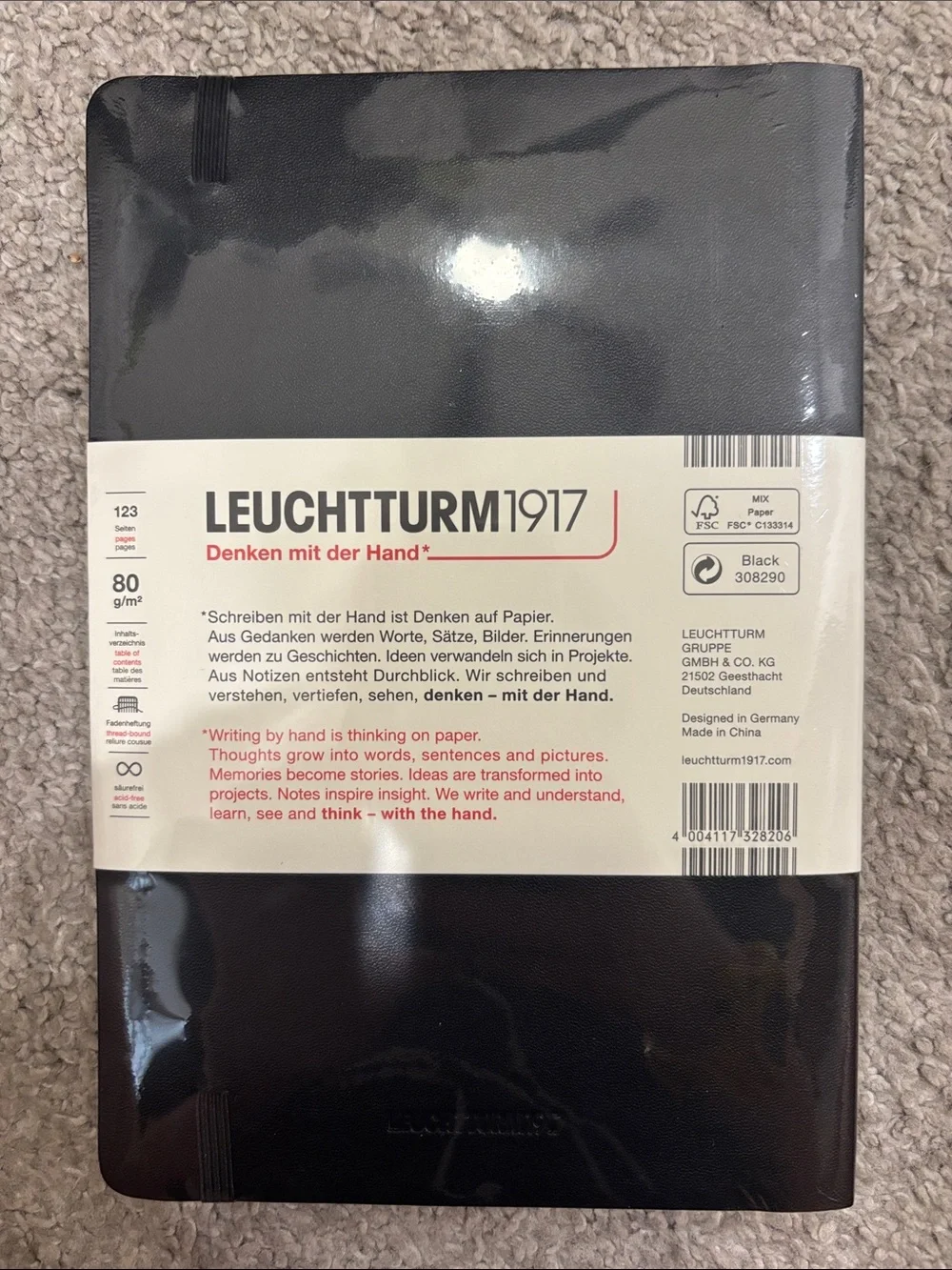 NWT “LEUCHTTURM” A5 medium Softcover Ruled Notebook - Black